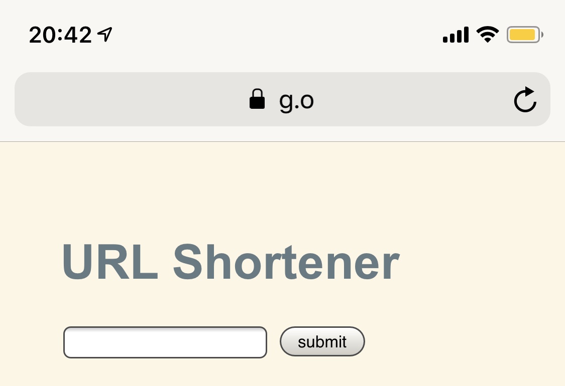 An image of the URL shortener in action